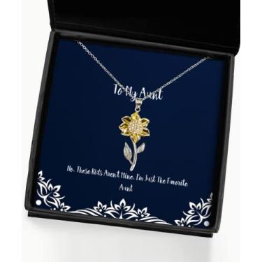 Imagem de SpreadPassion Não. Estes filhos não são mine. I'm Just The Favorite Aunt Colar com pingente de girassol, lindos presentes para tia, para