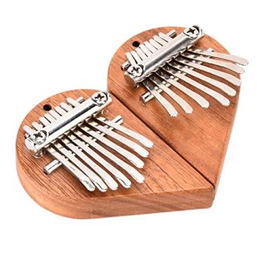 Imagem de Piano de polegar portátil, Kalimba 2 peças mini instrumento de dedo leve em forma de coração requintado para amantes de música para viajar para entretenimento (um conjunto de forma de coração (esquerda + direita))