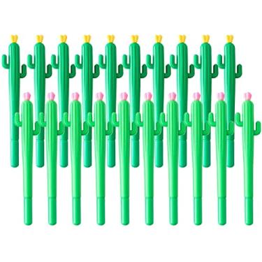 Imagem de Canetas de cacto, pacote fofo, refil de tinta azul e preta, novidade legal de volta às aulas, material de escritório divertido, exclusivo, lembrancinhas de festa para crianças, menina adolescente criativa e chique caneta de gel de Natal (20 peças)