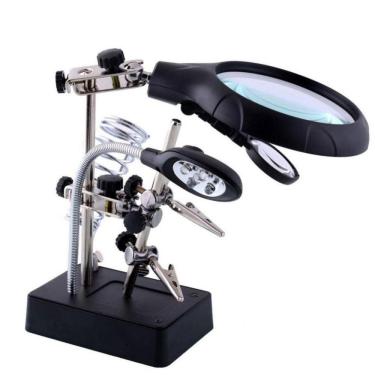 Imagem de Lupa Leds Mesa Bancada Cabeceira Estante Garra Solda Lente