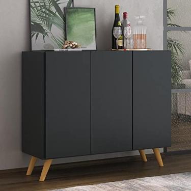 Imagem de Aparador Buffet 3 Portas Retrô Veneza Multimóveis Mp1009 Preto/natural