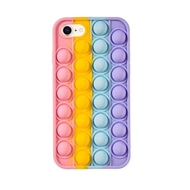 Imagem de Capa de celular Fidget Toys para iPhone 6/7/8, capa de telefone Pop It, capa protetora macia de silicone, alívio de pressão e ansiedade, capa protetora para celular (arco-íris, iPhone 6/7/8)