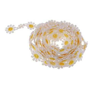 Imagem de Colaxi 2,5 m Vintage Crocheted Lace Daisy Motifs Costura Dressmaking Edging Applique - Amarelo, conforme descrito