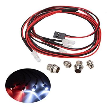 Imagem de LAFEINA RC Car LED Light Kit, RC Truck 4 LED Lamp Kit Set 2 White Headlights & 2 Red Taillights for 1/10 1/8 RC Model Car Truck Tank Tamiya D3 Axial SCX10 D90 HSP Kyosho HPI TRAXXAS Monster Truck