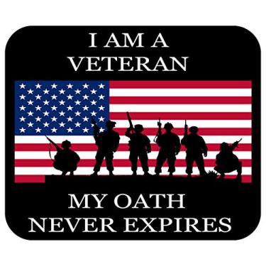 Imagem de Tapete para mouse pad com a bandeira dos EUA juramento patriótico de veterano para laptop, PC, jogos, casa ou escritório