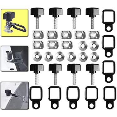 Imagem de Fixador de remoção rápida de ponta rígida universal + anéis D de amarração compatível com Wrangler YJ TJ JK JKU Sports Sahara Freedom Rubicon X e Unlimited X 2/4 portas (pacote com 8)