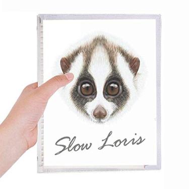 Imagem de Caderno Loris com olhos grandes, branco, marrom, animal, folha solta, recarregável, diário de papelaria