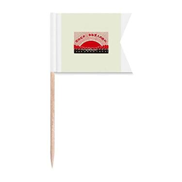 Imagem de Sinalizadores de palito de dente vermelho chinês para publicidade educacional vitória marcação de etiquetas para bolo de festa prato de queijo