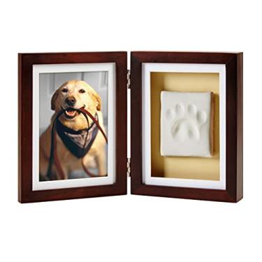 Imagem de Pearhead Porta-retratos com estampa de pata de cachorro ou gato com kit de impressão de argila, perfeito para amantes de animais de estimação, expresso