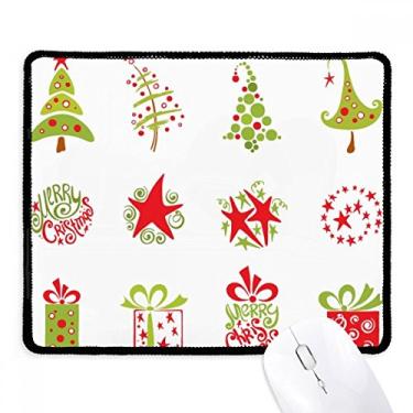 Imagem de Mousepad com ilustração vermelha Merry Christmas Tree com borda costurada Tapete de borracha para jogos
