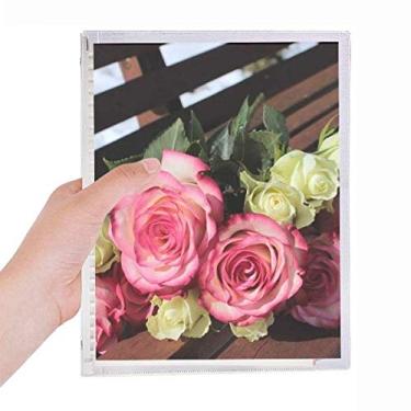 Imagem de Caderno de flores brancas rosa lindo com folhas soltas diário recarregável