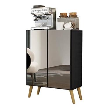 Imagem de Aparador Buffet 2 portas com Espelho Retrô Vegas Multimóveis V3613 Preto/natural