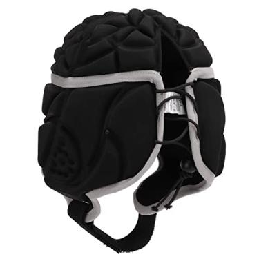 Imagem de Capacete de futebol americano EVA à prova de choque, capacete de futebol de dissipação de calor Design leve Tecido respirável anticolisão para escalada para futebol(Preto)