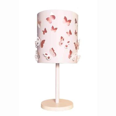 Imagem de ABAJUR INFANTIL BORBOLETAS DUPLO -BASE BRANCA 20X41 - ROSA