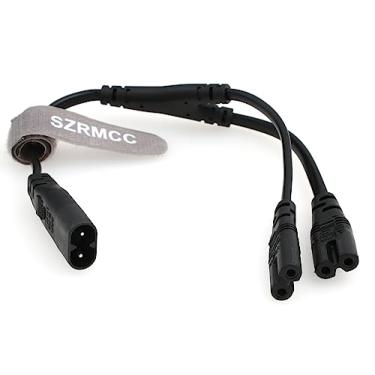 Imagem de SZRMCC Cabo de alimentação divisor IEC 320 C8 para duplo C7 Y Figura C8 macho para 2 x C7 fêmea CA cabo conversor para monitor LCD de parede HDTV Sky Q Box PS4 Xbox One (C8 a 2xC7 preto)