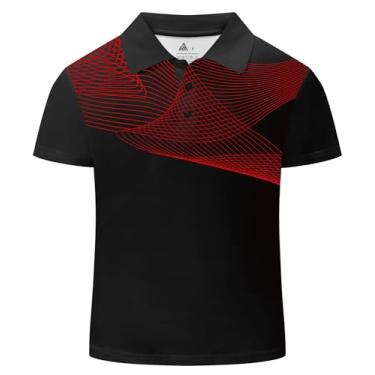 Imagem de WENTTUO Camisa polo para meninos, manga curta, abotoada, absorção de umidade, camisas de golfe para meninos, uniformes escolares, tênis, camisas polo, Cfttp00004-vermelho, 15-16 Anos
