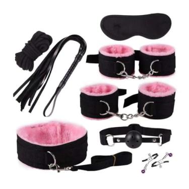 Imagem de Kit Com 8 Peças Casais Sexuais, Brinquedos Sensuais Adultos, Acessórios Eróticos, Algemas, Jogo Sexual (Rosa)