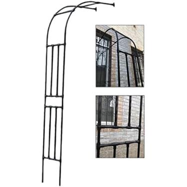 Imagem de Arco de jardim de metal preto meio arco branco arcos de casamento decoração treliça de jardim para plantas trepadeiras largura 60-240cm/2,0-7,9 pés, preto, 240x240cm/7,9x7,9 pés