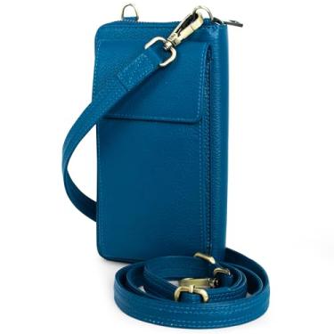 Imagem de BULL GUARD Carteira de couro transversal para celular, antifurto e bloqueio de RFID, design pequeno e elegante para viagens, Celestial Blue Moon Chai - Regular