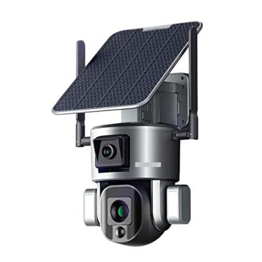 Imagem de SilteD Câmera de segurança solar SilteD externa 4K 4G Câmera solar sem fio 8MP WiFi lente dupla zoom óptico 4X 10X com painel solar Rastreamento humanóide Câmera de segurança PTZ (4K 4G 10XZoom)