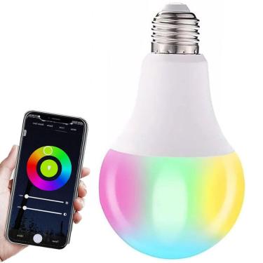 Imagem de Lampada Smart Led Inteligente App Celular wifi 10W RGB Ajustavel Iluminaçao Dimerizaçao Decoraçao Casa Quato Sala