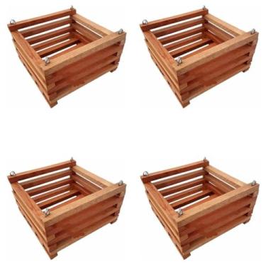 Imagem de Kit 4 Cachepô De Madeira Quadrado 20x20 Plantas Orquídeas M