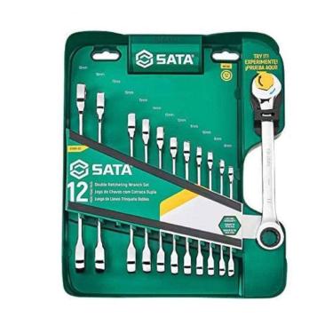 Imagem de Jogo De Chave Combinada Catraca 12 Peças St09066-02 - Sata