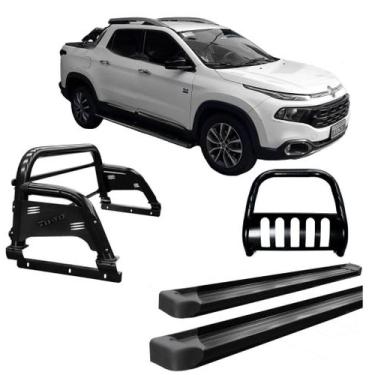 Imagem de Kit Quebra Mato Estribo Plataforma Santo Antônio Fiat Toro Preto - HOZ