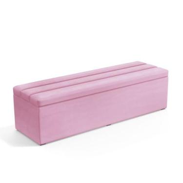Imagem de Calçadeira Baú Ursa 140 para Cama de Casal Z-021 Sued Rosa Bebê Aradec