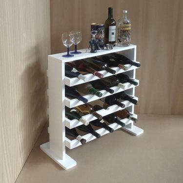 Imagem de Adega Decorativa Piso Prateleira Para Vinhos E Bebidas 20 Garrafas Branco Laca