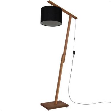 Imagem de Luminária de Chão Aurora com Pés de Madeira e Tecido Sapucaia Preto 16
