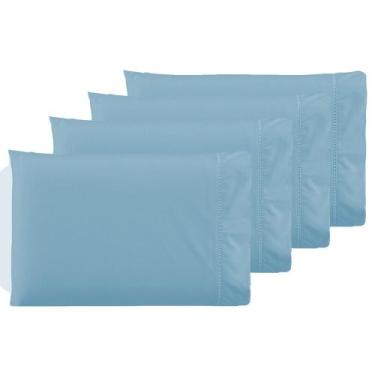 Imagem de Kit 4 Fronhas Ponto Palito Percal 600 Fios Hotel - Callandra, Azul