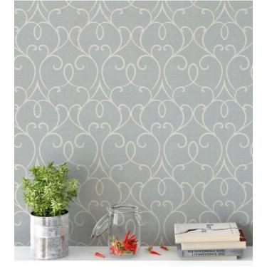 Imagem de Papel de parede com fundo simulando jeans com detalhes arabescos na co