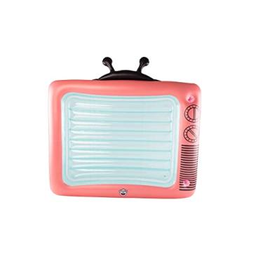 Imagem de BigMouth Inc. Boia de piscina retrô gigante, boia de sinuca inflável, com mais de 1,8 m de comprimento, brinquedo aquático inflável durável para festa de verão - TV retrô