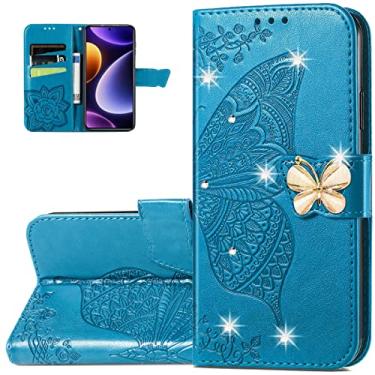 Imagem de Monwutong Capa carteira de telefone para Xiaomi Poco F5, padrão de borboleta 3D, capa flip de couro PU com suporte com fecho magnético e slots de cartão de dinheiro coldre para Xiaomi Poco F5, HZD