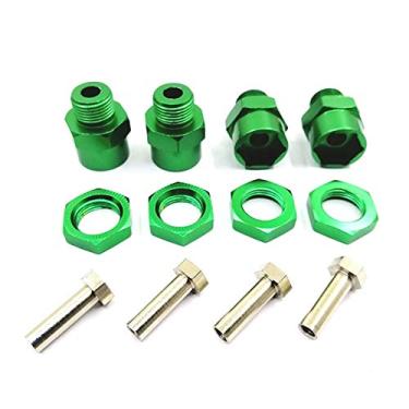 Imagem de LAFEINA 4 peças de liga de alumínio cubo hexagonal 12 mm virar para 17 mm adaptador de conversão para 1/10 modelo RC carro converter para usar 1/8 pneus peças de atualização
