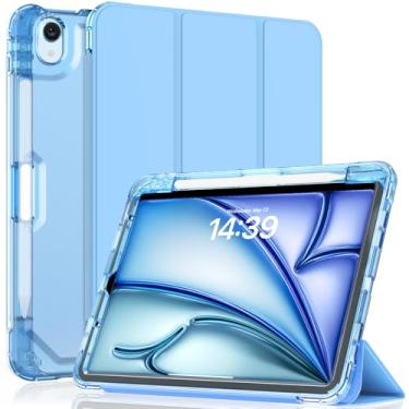 Imagem de Sevrok Capa para iPad Air 11 polegadas M3/M2 (2025/2024)/Air 5ª/4ª geração de 11 polegadas, suporte de lápis, suporte de três dobras de couro macio, capa magnética inteligente com parte traseira de