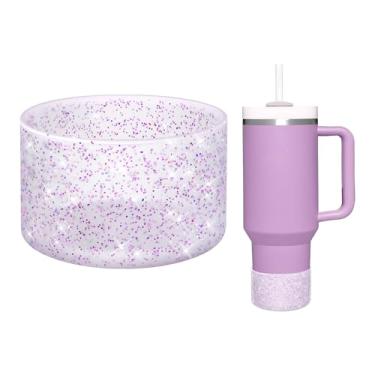 Imagem de WUQID Bota protetora de silicone brilhante, compatível com Stanley Tumbler de 567 a 1,134 ml e garrafa de água Hydro Flask de 340 a 680 g e mais garrafas/copos inferior de 7 a 7,5 cm, a capa de manga