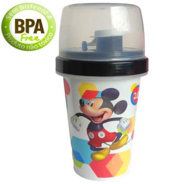 Imagem de Mickey Garrafa Escola Infantil 320ml Shakeira C/ Tampa - Plasutil