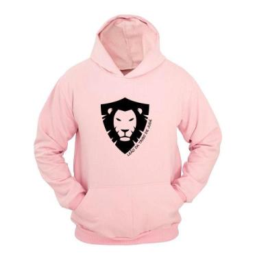 Imagem de Moletom Masculino Canguru Estampa Leão de Judá com Capuz - Ragor, Rosa