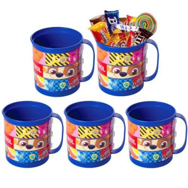 Imagem de Kit 5 Canecas Divertidas Patrulha Canina Lembrança Festa Infantil Saco