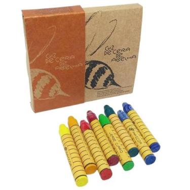 Imagem de Giz de cera de abelha bastão kit 8 cores primarias basicas - APISCOR