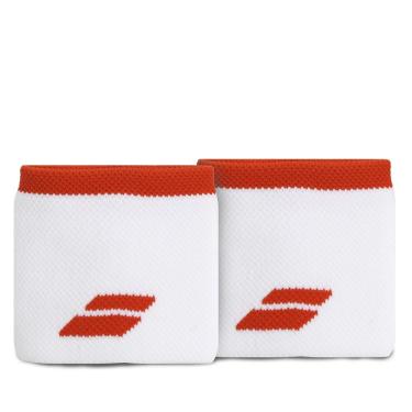 Imagem de Munhequeira Babolat Logo Curta com 02 Unidades Branca e Vermelha