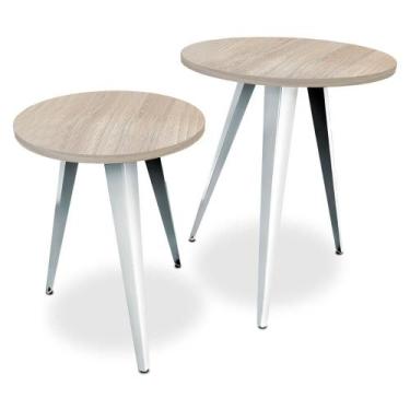 Imagem de Conjunto Jogo Mesa De Canto Decorativa Lateral Ornes Para Sala Quarto 