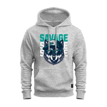 Imagem de Moletom Estampado Agasalho Tecido Macio Savage Wolf - Nexstar, Cinza, 