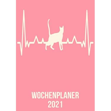 Imagem de Wochenplaner 2021: Wochenplaner zum notieren, organisieren und planen DIN A4. Kalender/Terminkalender/Monats- / Tagesübersicht/Kontakt- / ... kater kitten ecg ekg heartbeat herzschlag