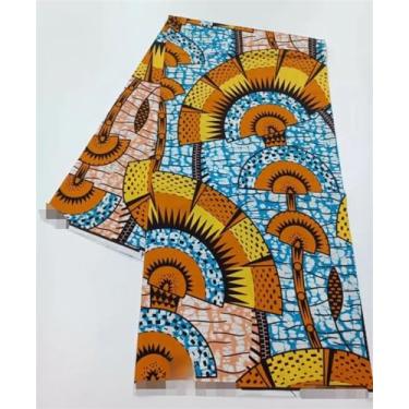 Imagem de Tecido Africano Cera Real Estampa Dourada Soft Pagne Ankara Material de Algodão Prata Nigeriana Gana para Festa de Casamento Vestido para Costurar (Como na imagem-07)
