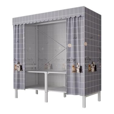 Imagem de Guarda-roupa Armário dobrável portátil para crianças, guarda-roupa com haste suspensa, empilhável, grosso, armário de armazenamento para casa, quarto armário