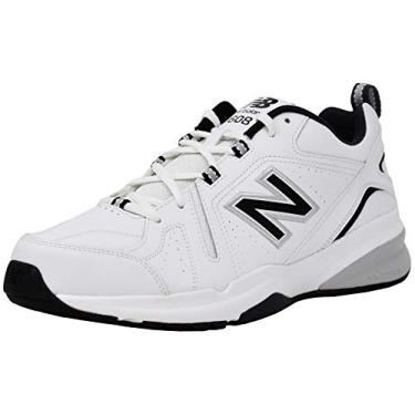 Imagem de New Balance Tênis masculino 608 V5 casual Comfort Cross Trainer, branco/preto/prata metálico., 44