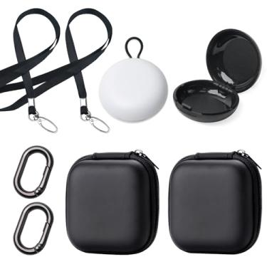 Imagem de Estojo de transporte de 2 plugues de ouvido com 2 peças de bolsas pretas para fone de ouvido, chaveiro, capa de fone de ouvido com clipe, capa de laço para fones de ouvido de armazenamento,